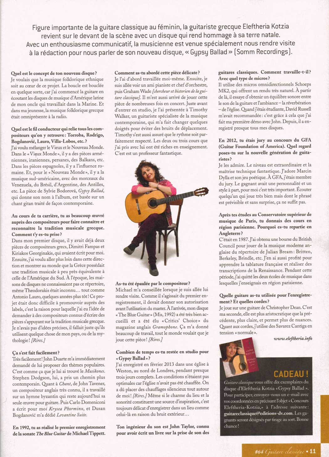 Entretien avec Guitare Classique Magazine 2014